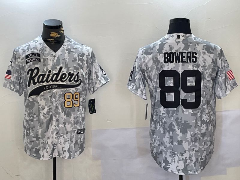 Men Oakland Raiders #89 Bowers Nike Arctic Camo 2024 Salute to Service Limited NFL Jersey style 3